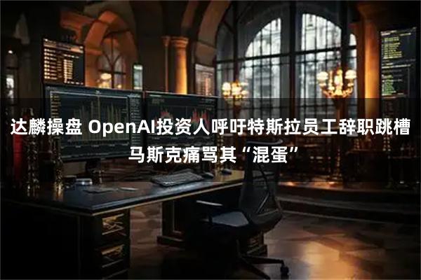 达麟操盘 OpenAI投资人呼吁特斯拉员工辞职跳槽 马斯克痛骂其“混蛋”