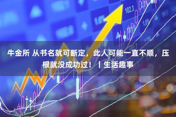 牛金所 从书名就可断定，此人可能一直不顺，压根就没成功过！丨生活趣事
