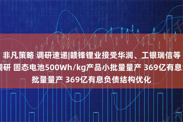 非凡策略 调研速递|赣锋锂业接受华润、工银瑞信等超50家机构调研 固态电池500Wh/kg产品小批量量产 369亿有息负债结构优化