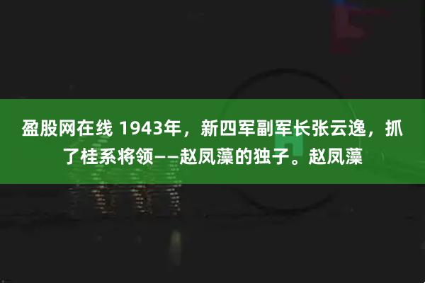 盈股网在线 1943年，新四军副军长张云逸，抓了桂系将领——赵凤藻的独子。赵凤藻