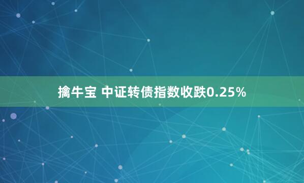 擒牛宝 中证转债指数收跌0.25%